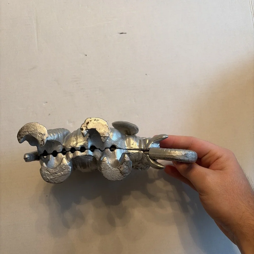 Vintage Silver Cast Iron Elephant Cigarette Dispenser Mechanical Tail Lever Toy